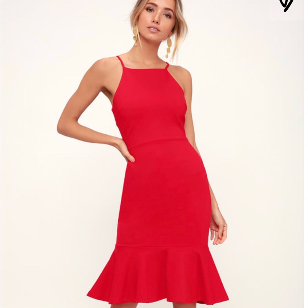 Lulu’s This Could Be Love Red Bodycon Midi Dress